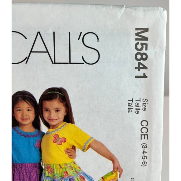 McCalls M5841 Girls Pull On Tiered Skirt Appliques Pattern Size CCE 3 -6 UNCUT - Picture 4 of 7